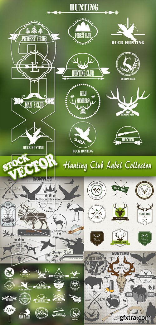 Stock Vector - Hunting Club Label Collecton