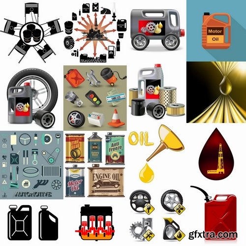 Collection of vector images of engine oil 25 Eps