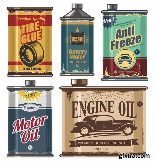 Collection of vector images of engine oil 25 Eps