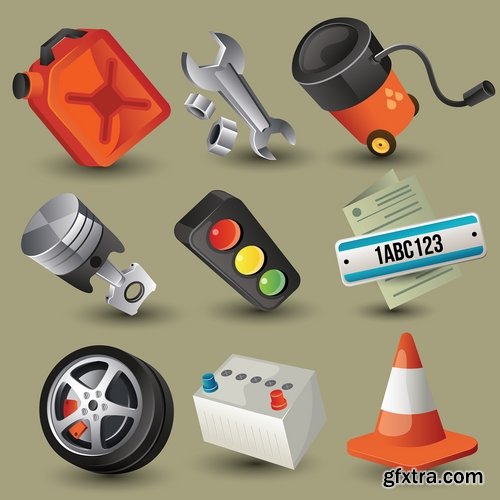 Collection of vector images of engine oil 25 Eps