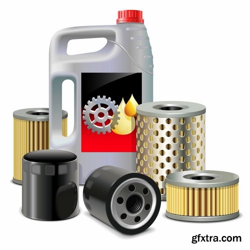 Collection of vector images of engine oil 25 Eps