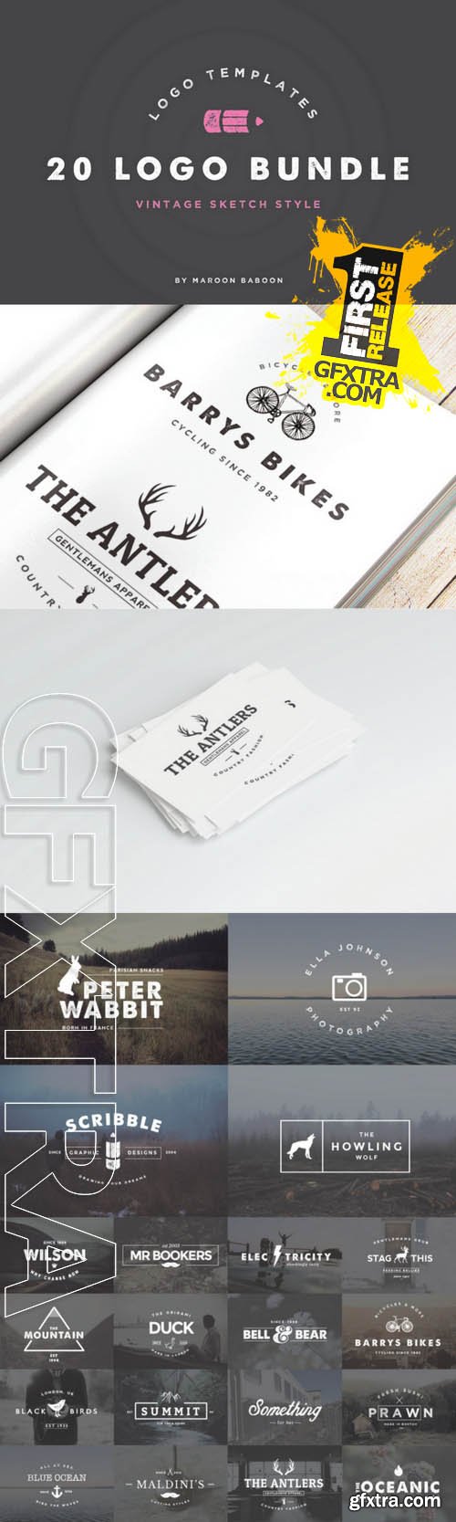 20 x Vintage Logo Templates Bundle - CM 109615