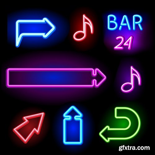 Collection of neon signs vector picture 25 Eps