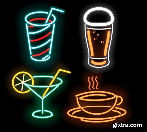 Collection of neon signs vector picture 25 Eps