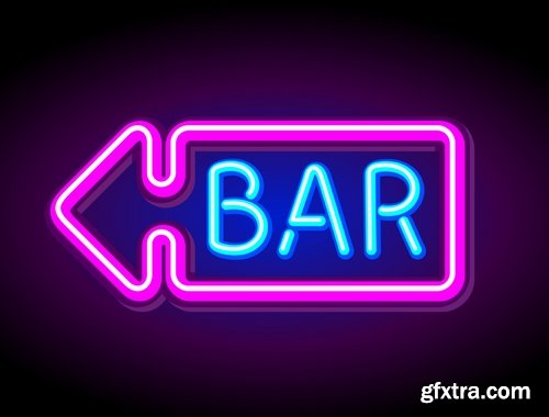 Collection of neon signs vector picture 25 Eps