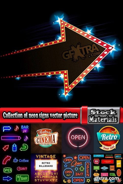 Collection of neon signs vector picture 25 Eps