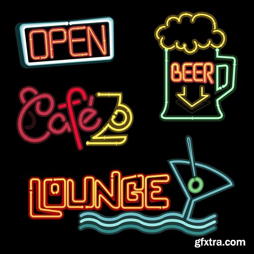 Collection of neon signs vector picture 25 Eps