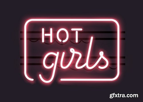 Collection of neon signs vector picture 25 Eps