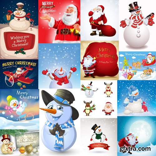 Santa And Snowman - 24 Vector