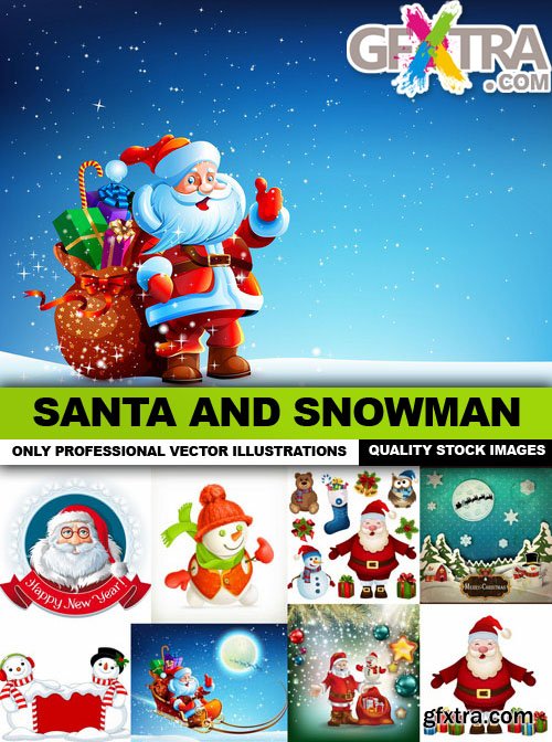 Santa And Snowman - 24 Vector