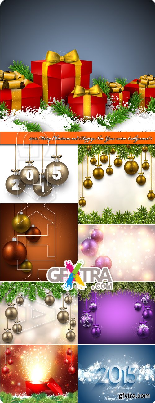 2015 Merry Christmas and Happy New Year vector background 3