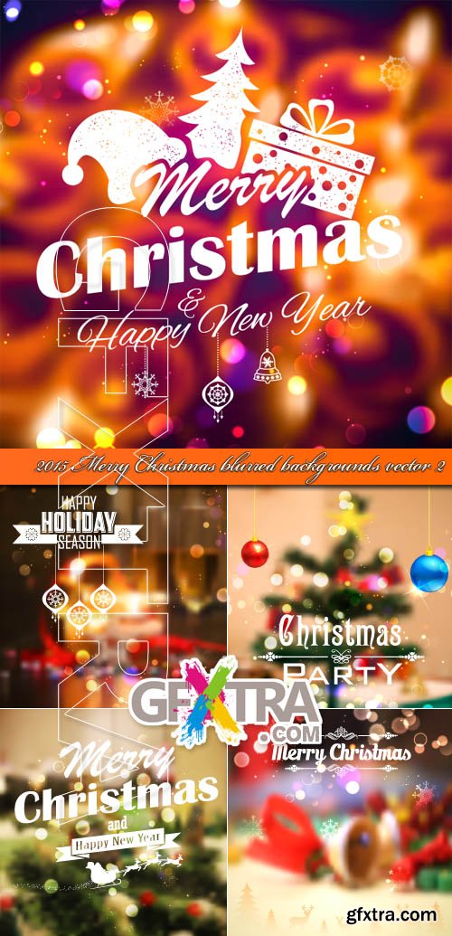 2015 Merry Christmas blurred backgrounds vector 2