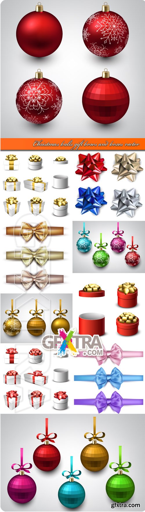 2015 Christmas balls gift bows and boxes vector