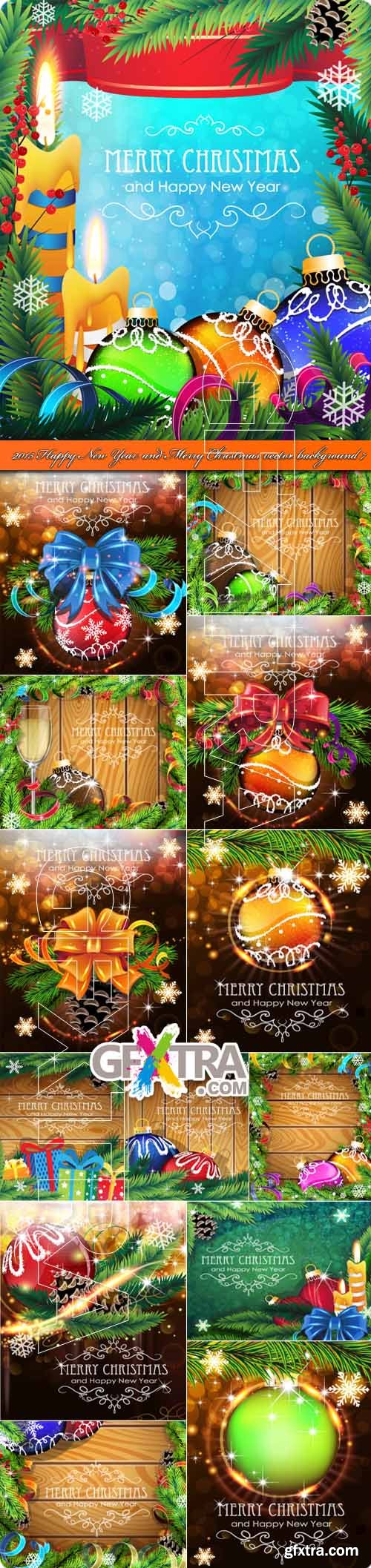 2015 Happy New Year and Merry Christmas vector background 7