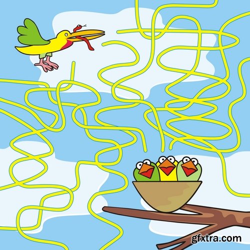 Collection of vector images of children's labyrinths 25 Eps