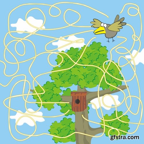 Collection of vector images of children's labyrinths 25 Eps