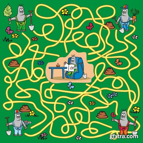 Collection of vector images of children's labyrinths 25 Eps