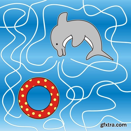 Collection of vector images of children's labyrinths 25 Eps