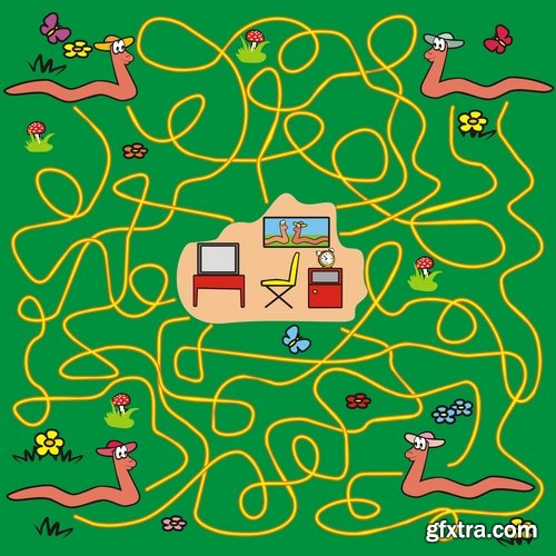 Collection of vector images of children's labyrinths 25 Eps