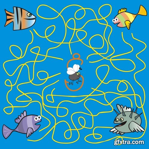 Collection of vector images of children's labyrinths 25 Eps