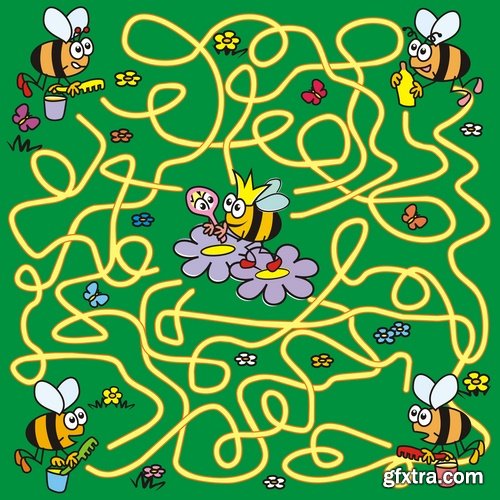 Collection of vector images of children's labyrinths 25 Eps