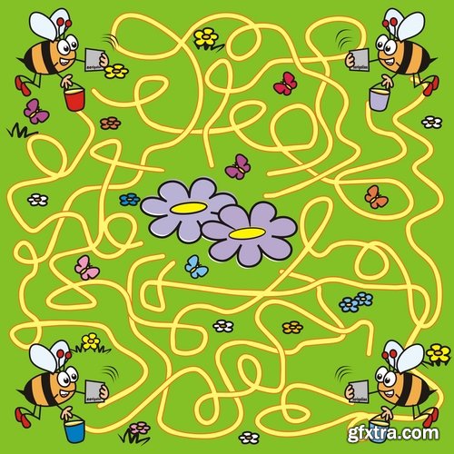 Collection of vector images of children's labyrinths 25 Eps