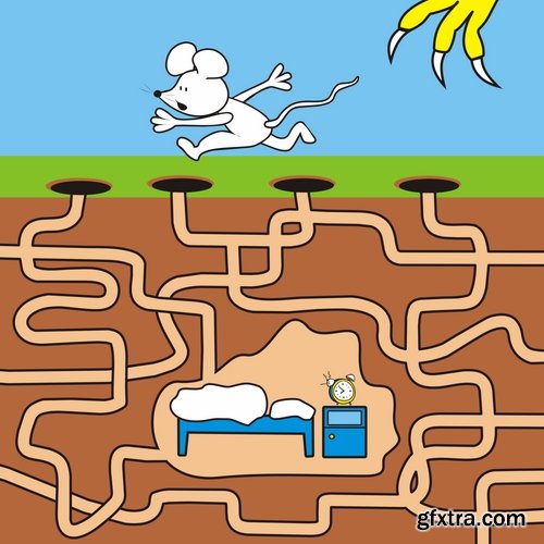 Collection of vector images of children's labyrinths 25 Eps