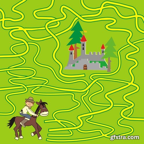 Collection of vector images of children's labyrinths 25 Eps