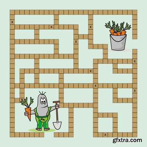 Collection of vector images of children's labyrinths 25 Eps