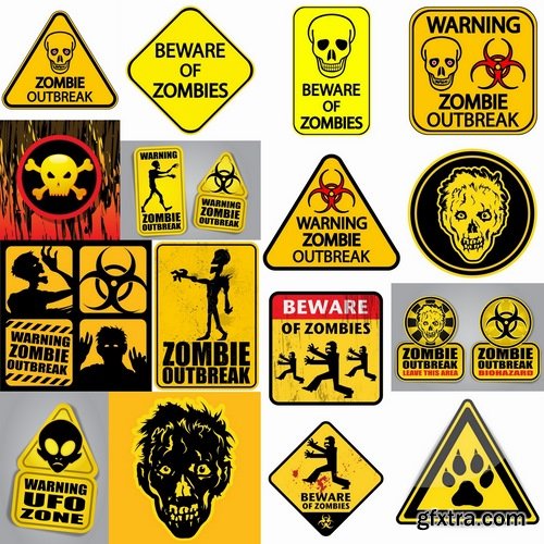 Collection warning signs zombies 25 Eps