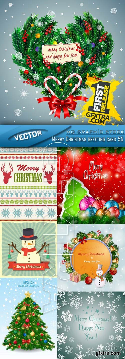 Stock Vector - Merry Christmas greeting card 56