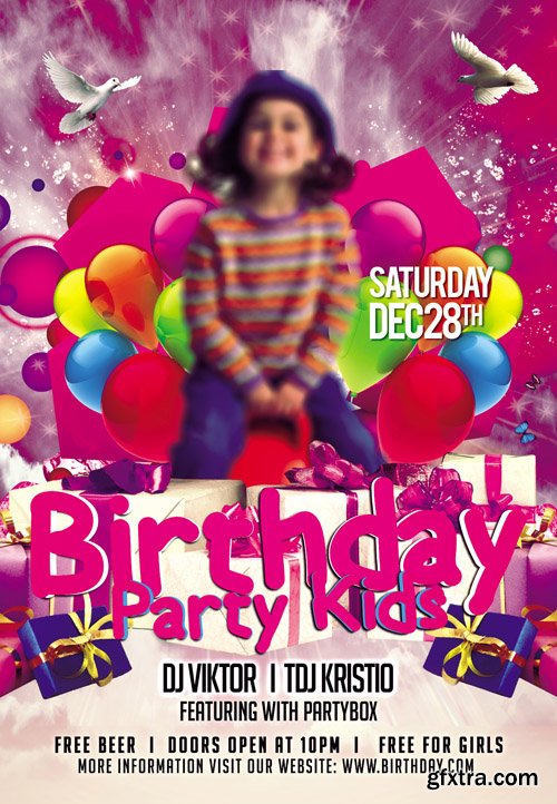 Birthday Party Kids Flyer PSD Template