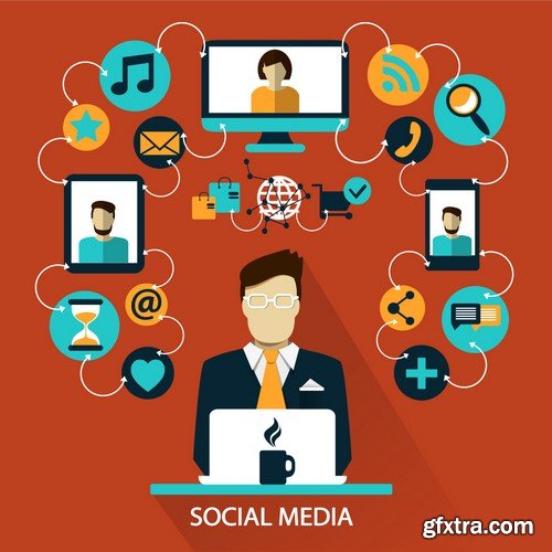 Stock Vectors - Social media network 2, 25xEPS