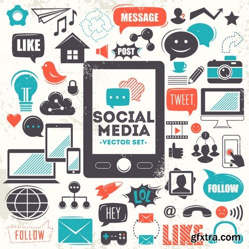 Stock Vectors - Social media network 2, 25xEPS