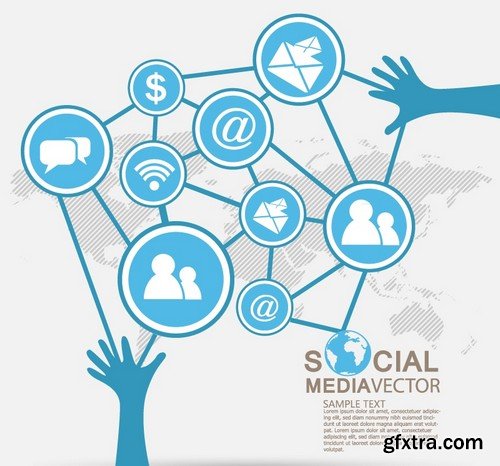 Stock Vectors - Social media network 2, 25xEPS