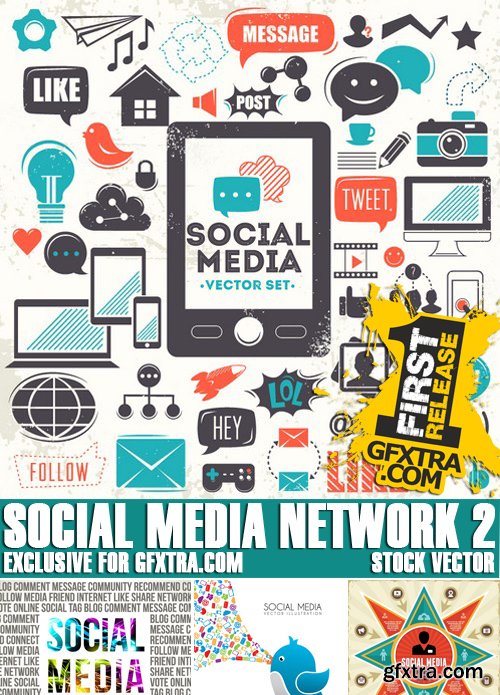 Stock Vectors - Social media network 2, 25xEPS