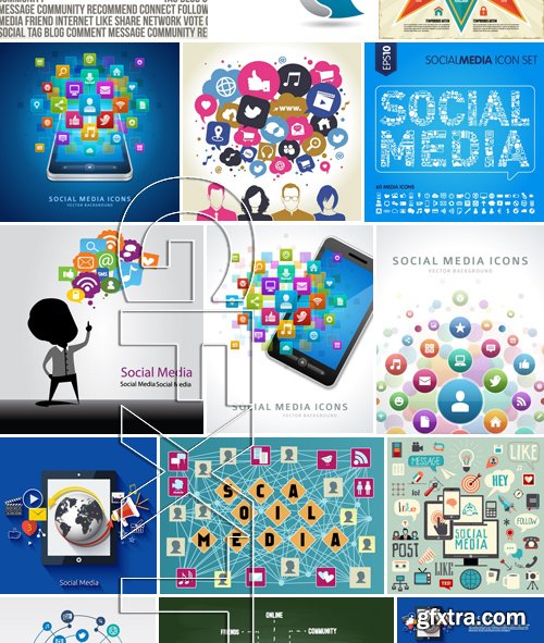 Stock Vectors - Social media network 2, 25xEPS