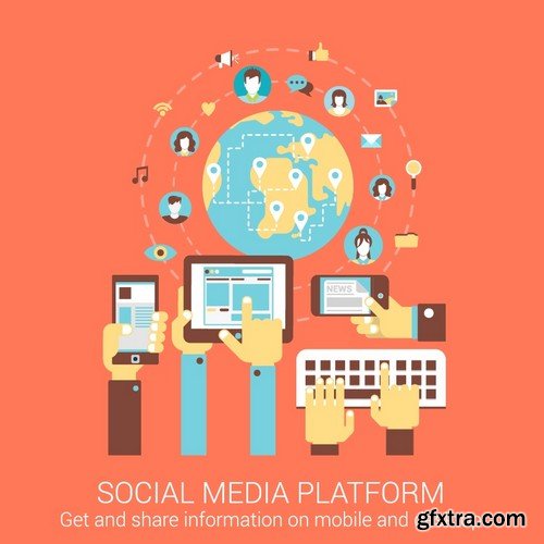 Stock Vectors - Social media network 2, 25xEPS