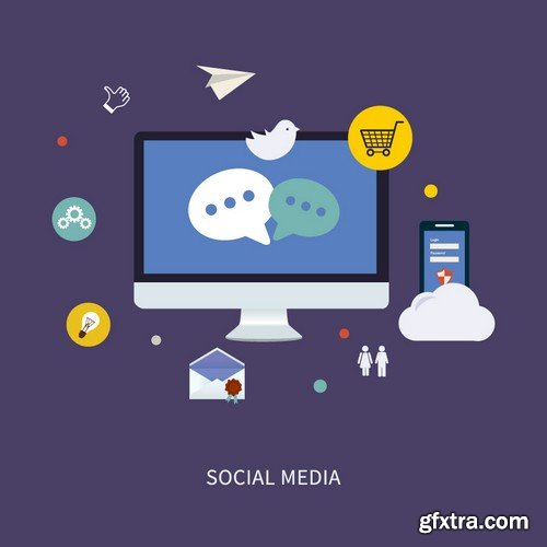 Stock Vectors - Social media network 2, 25xEPS