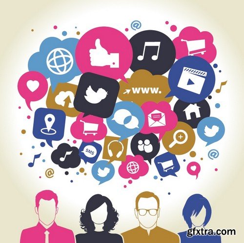 Stock Vectors - Social media network 2, 25xEPS