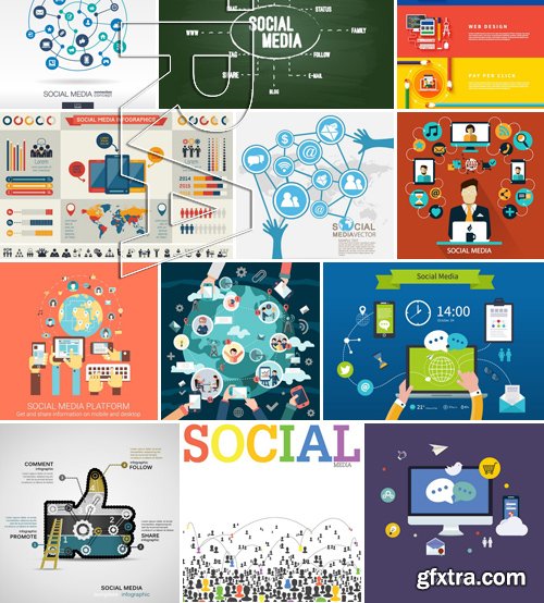 Stock Vectors - Social media network 2, 25xEPS