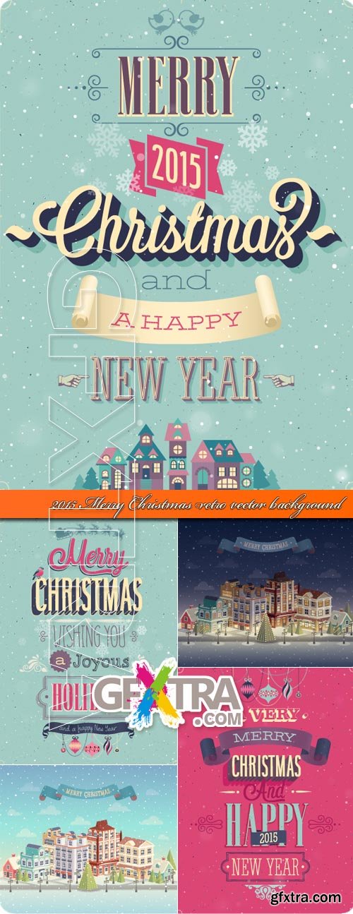 2015 Merry Christmas retro vector background