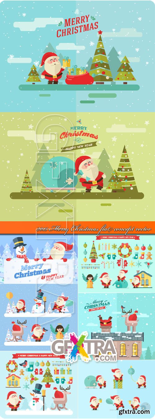 2015 Merry Christmas flat concept vector