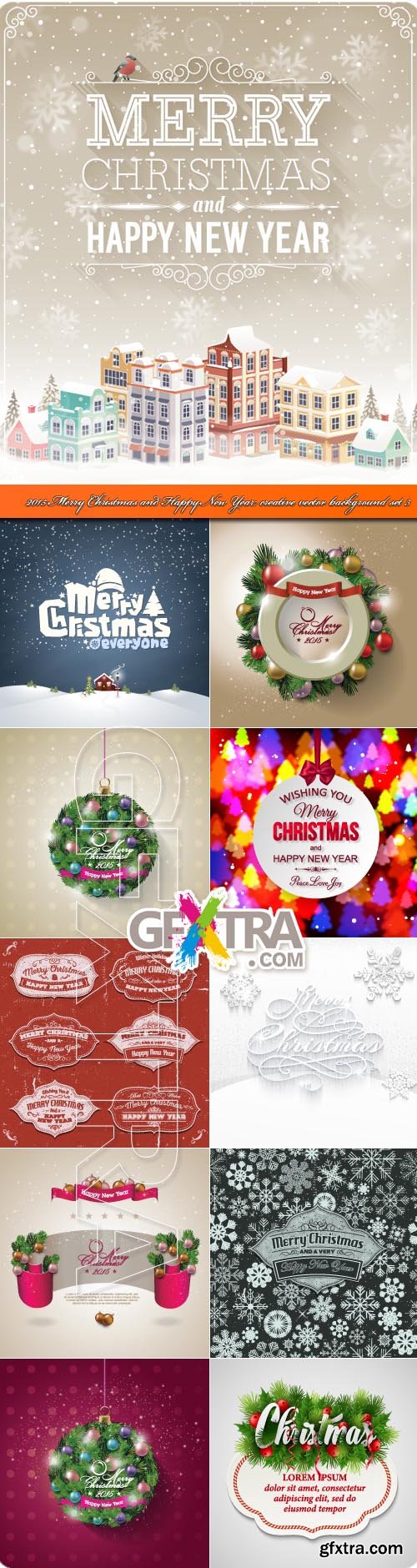 2015 Merry Christmas and Happy New Year creative vector background set 3