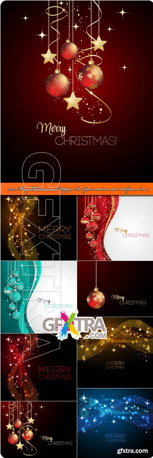 2015 Merry Christmas and Happy New Year creative vector background set 4