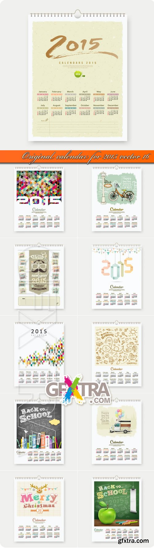 Original calendar for 2015 vector 16