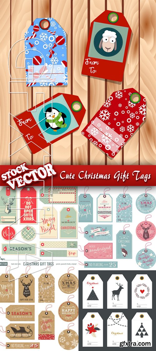 Stock Vector - Cute Christmas Gift Tags