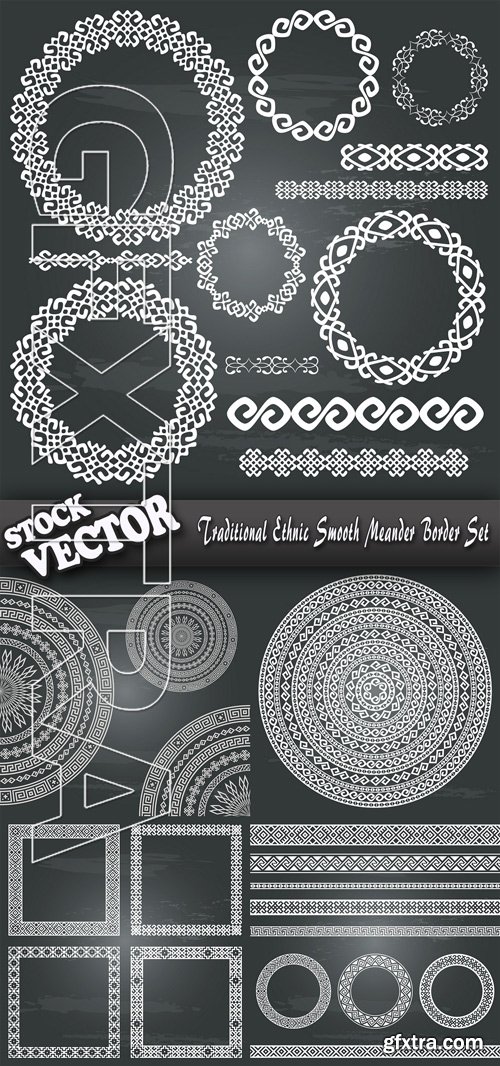 Stock Vector - Traditional Ethnic Smooth Meander Border Set