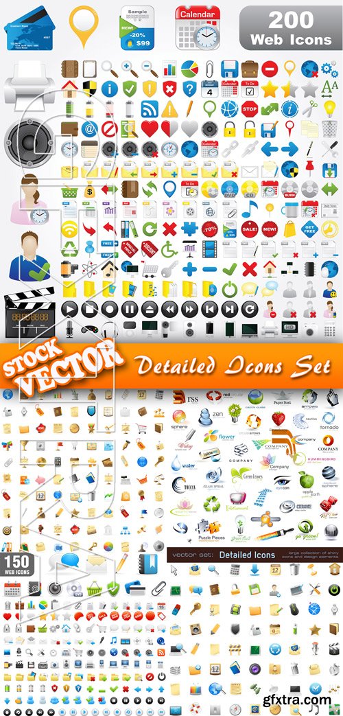 Stock Vector - Detailed Icons Set