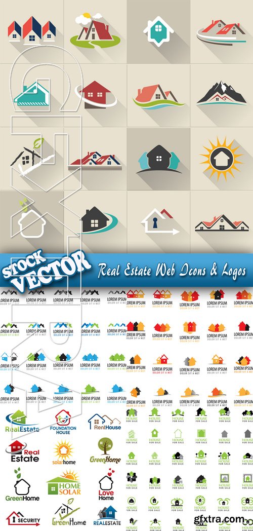 Stock Vector - Real Estate Web Icons & Logos